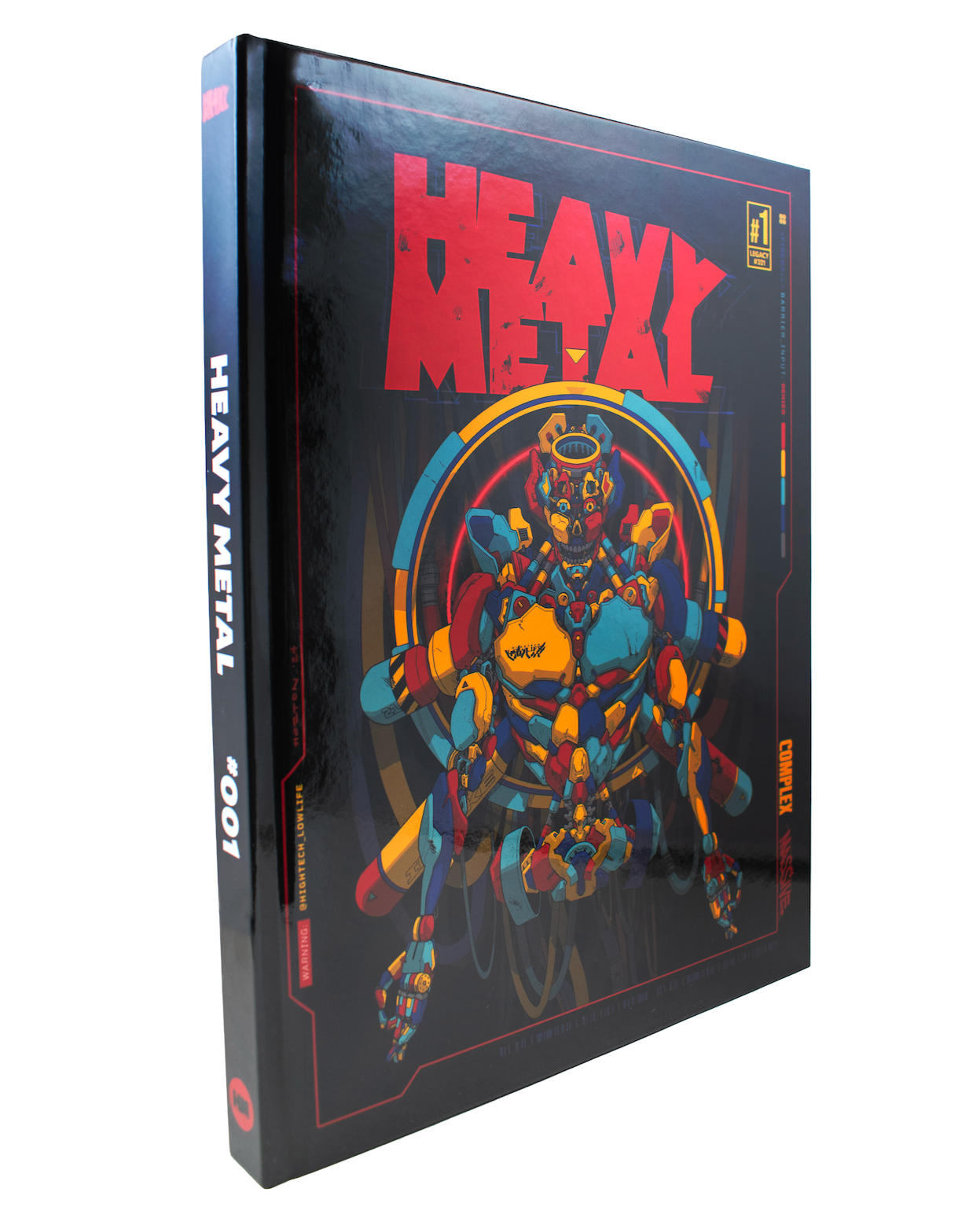 Heavy Metal magazine cover with robot illustration on a black background