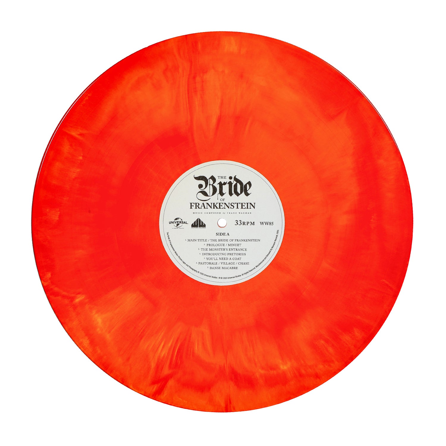 The Bride of Frankenstein (Music from the Motion Picture) by Franz Waxman Red & Yellow Hand Pour Colored Vinyl