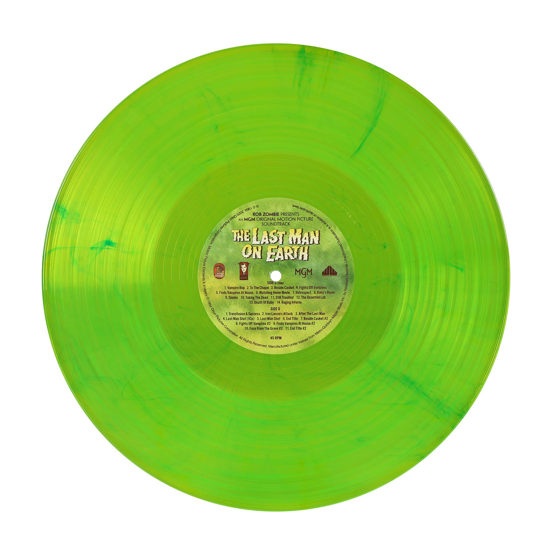 Rob Zombie Presents The Last Man On Earth Original Motion Picture Soundtrack on Gram Neon Green Vinyl with Green &amp; Yellow Splatter