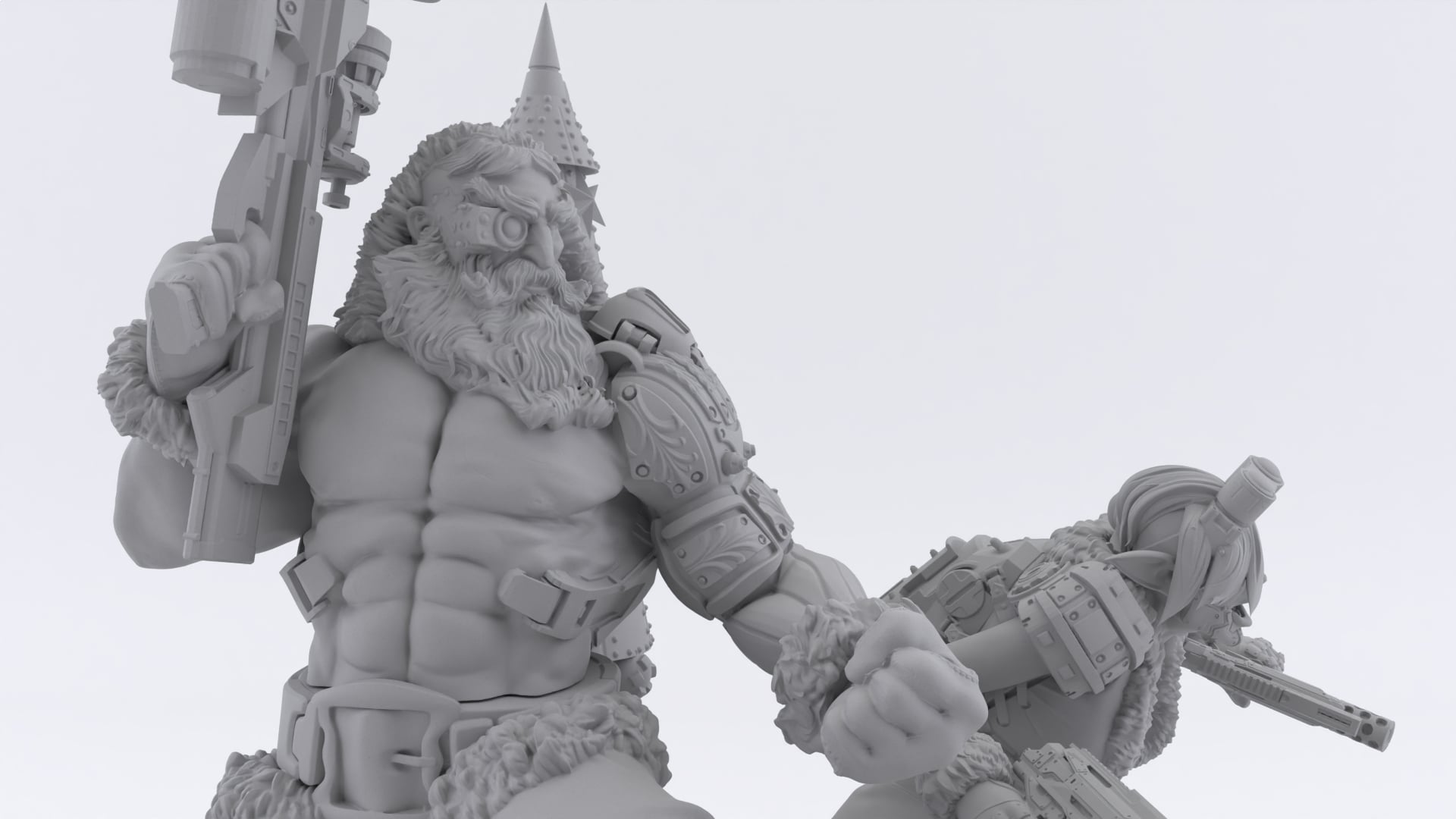 Cyborg Santa and E.L.F Resin Unpainted Model Kit