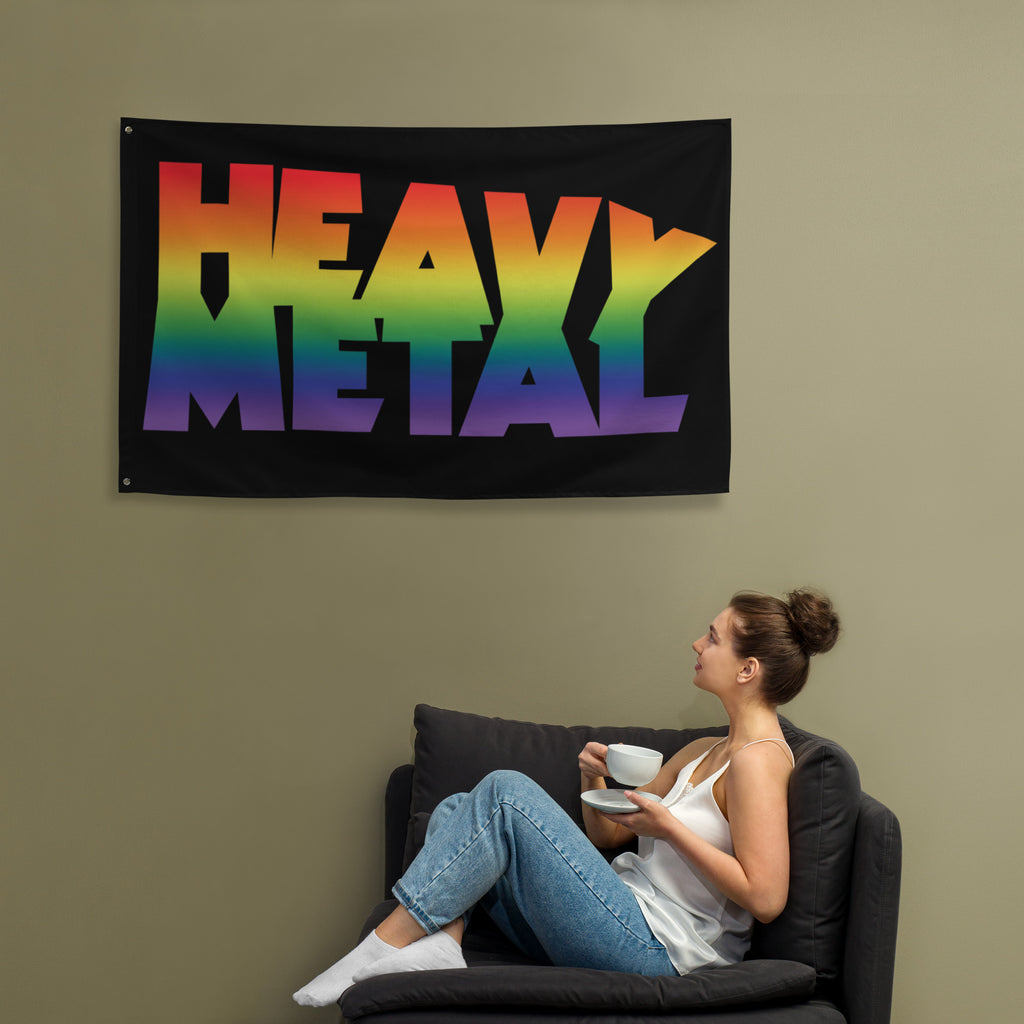 Heavy Metal Rainbow Logo Flag